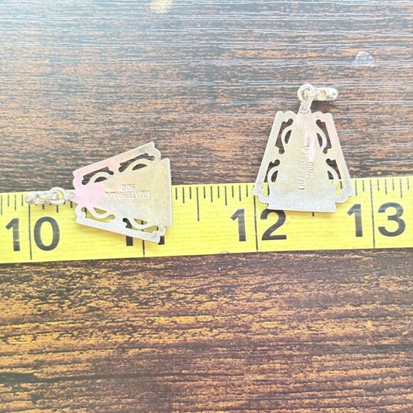 VTG 800 Silver Guatemalan Warrior Textured Dangle Earrings Size 1.25" Length - Picture 10 of 11